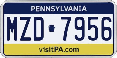 PA license plate MZD7956