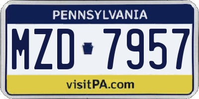 PA license plate MZD7957
