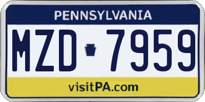 PA license plate MZD7959
