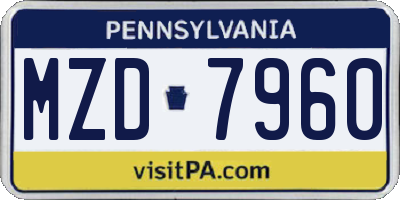 PA license plate MZD7960