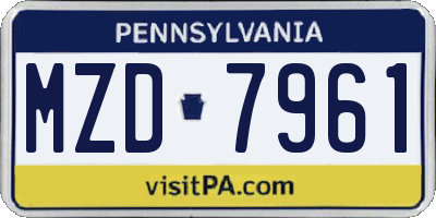 PA license plate MZD7961
