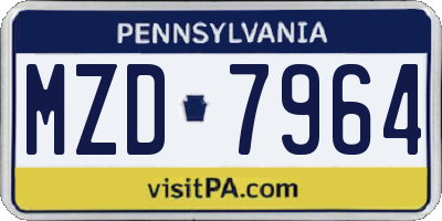 PA license plate MZD7964