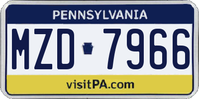 PA license plate MZD7966