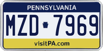 PA license plate MZD7969
