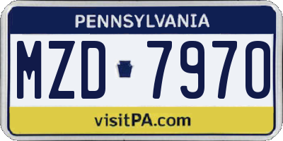 PA license plate MZD7970