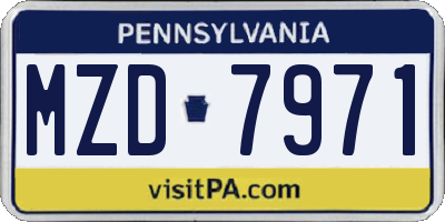 PA license plate MZD7971