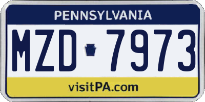PA license plate MZD7973