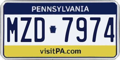 PA license plate MZD7974