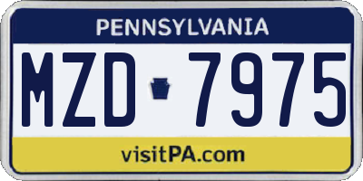 PA license plate MZD7975