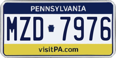 PA license plate MZD7976