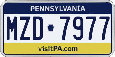 PA license plate MZD7977