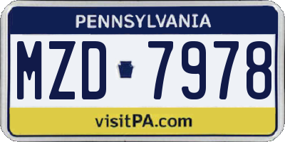 PA license plate MZD7978