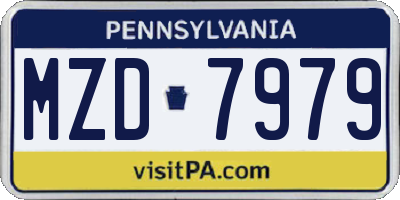 PA license plate MZD7979