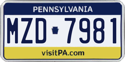 PA license plate MZD7981