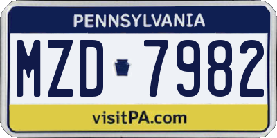 PA license plate MZD7982