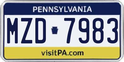 PA license plate MZD7983