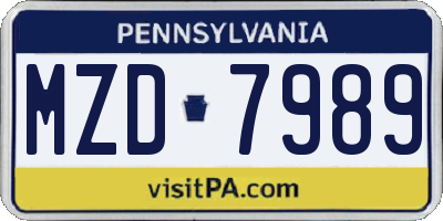 PA license plate MZD7989