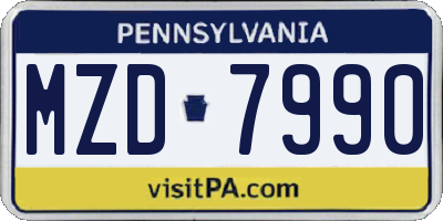 PA license plate MZD7990