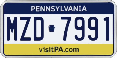 PA license plate MZD7991