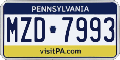 PA license plate MZD7993