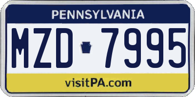 PA license plate MZD7995
