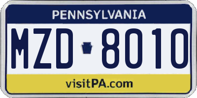 PA license plate MZD8010