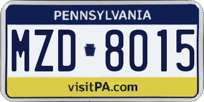 PA license plate MZD8015