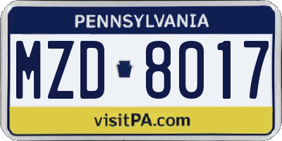 PA license plate MZD8017