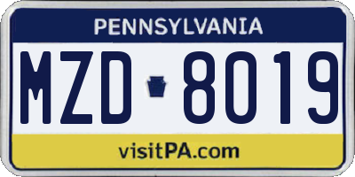 PA license plate MZD8019