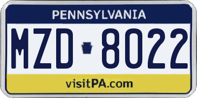 PA license plate MZD8022