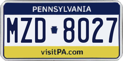 PA license plate MZD8027