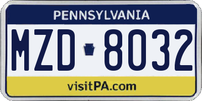 PA license plate MZD8032