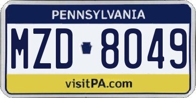 PA license plate MZD8049