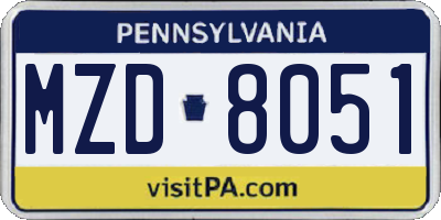 PA license plate MZD8051