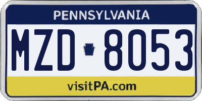 PA license plate MZD8053