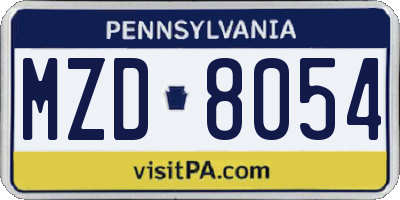 PA license plate MZD8054