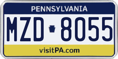 PA license plate MZD8055