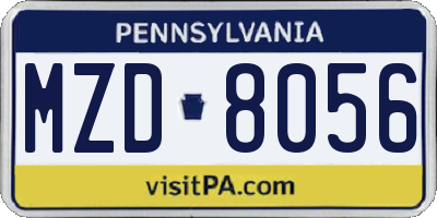 PA license plate MZD8056