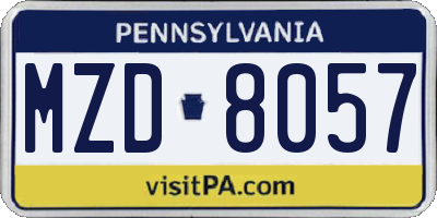 PA license plate MZD8057