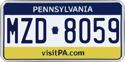 PA license plate MZD8059