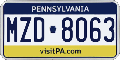 PA license plate MZD8063