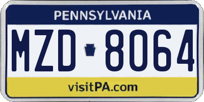 PA license plate MZD8064