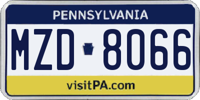 PA license plate MZD8066