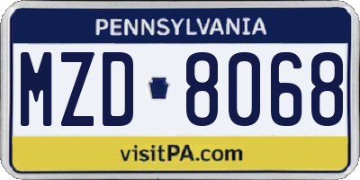 PA license plate MZD8068