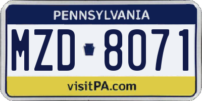 PA license plate MZD8071