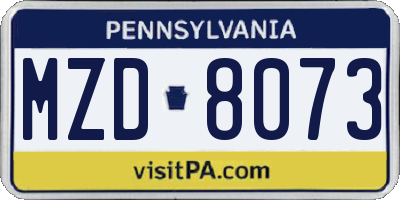 PA license plate MZD8073
