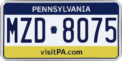 PA license plate MZD8075