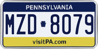 PA license plate MZD8079