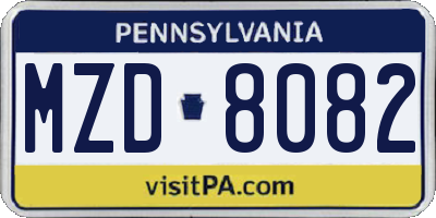 PA license plate MZD8082