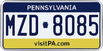 PA license plate MZD8085